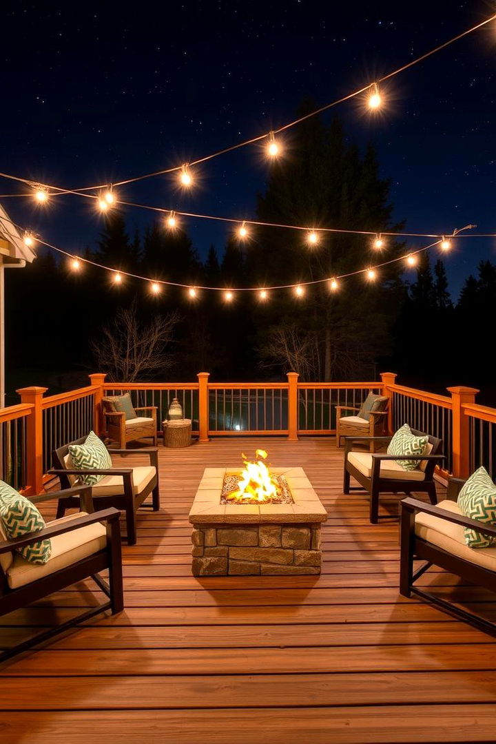 Intimate Fire Pit Gathering Deck - 22 Large Deck Ideas