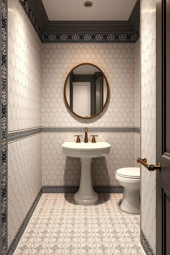 Intricate Border Details - 22 Penny Tile Bathroom Floor Ideas