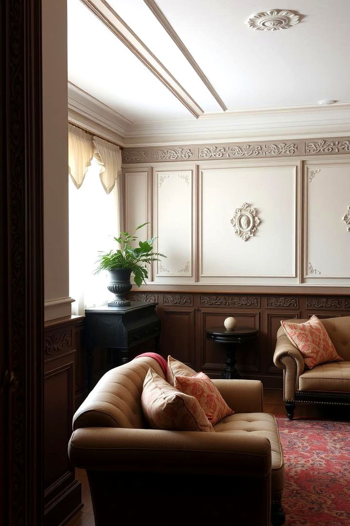 Intricate Carved Details - 22 Living Room Wainscoting Ideas