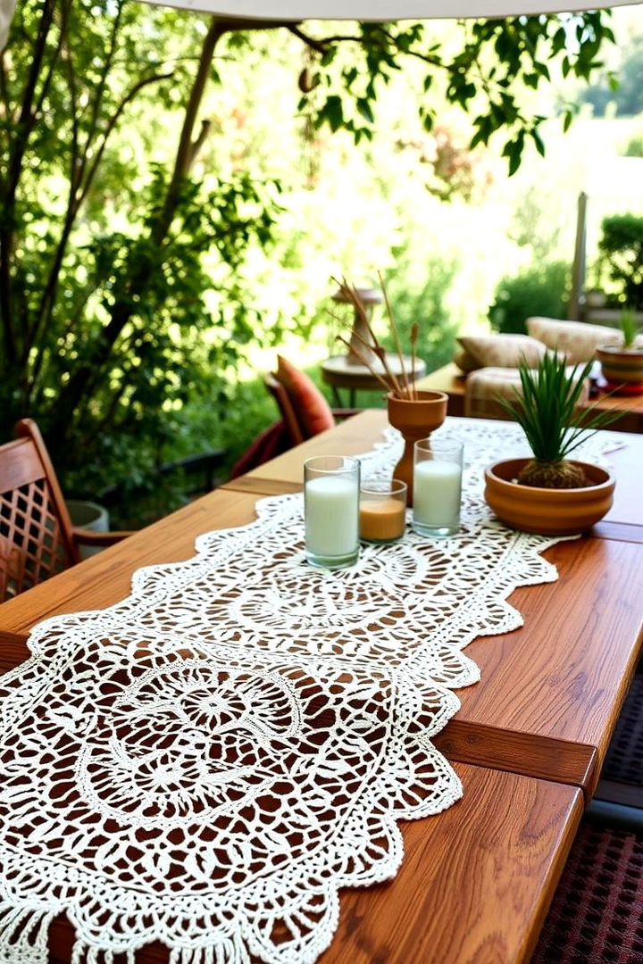 Intricate Crochet Table Runners - 22 Boho Patio Ideas