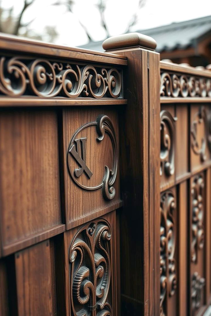 Intricate Custom Carved Wooden Fence - 22 Privacy Fence Ideas