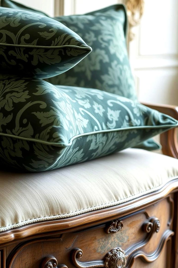Intricate Damask Furnishings and Accessories - 22 Victorian Dark Green Living Room Ideas