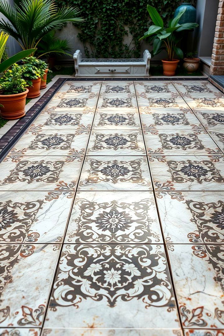 Intricate Inlaid Porcelain - 22 patio tile ideas