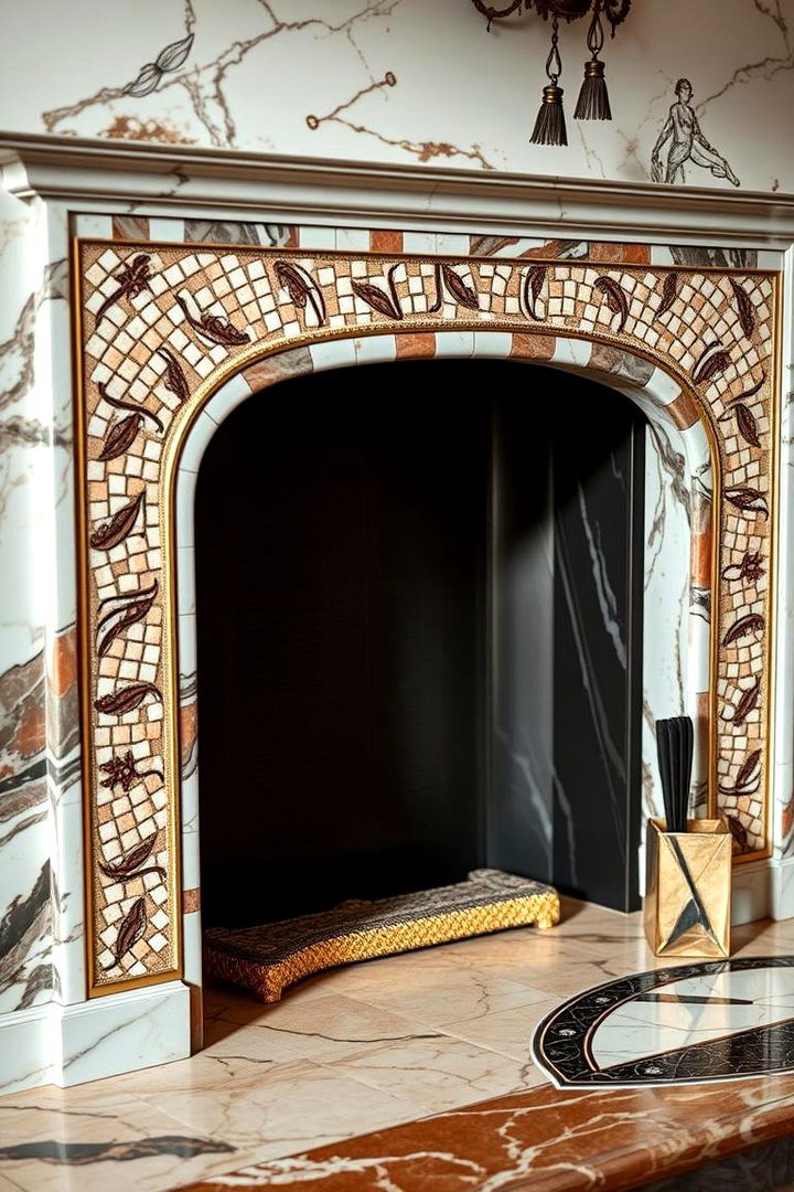 Intricate Inlay Marble Detailing - 22 Marble Fireplace Ideas