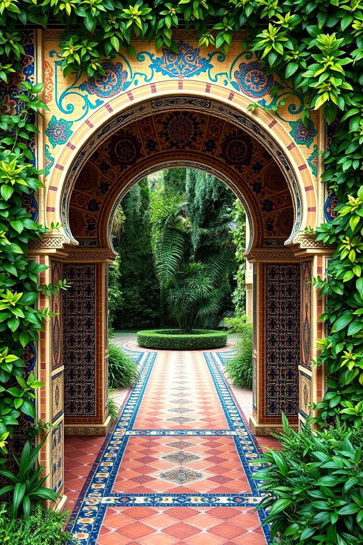 Intricate Mosaic Garden Arches - 22 Mosaic Garden Ideas