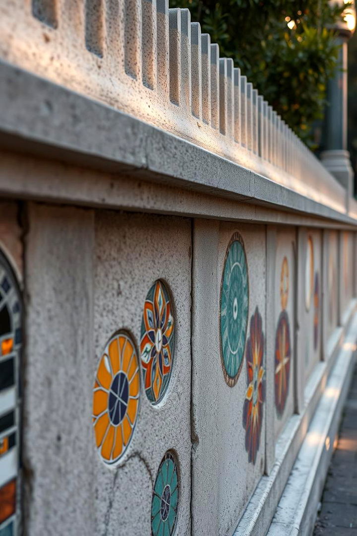 Intricate Mosaic Inlays - 22 Concrete Block Fence Ideas