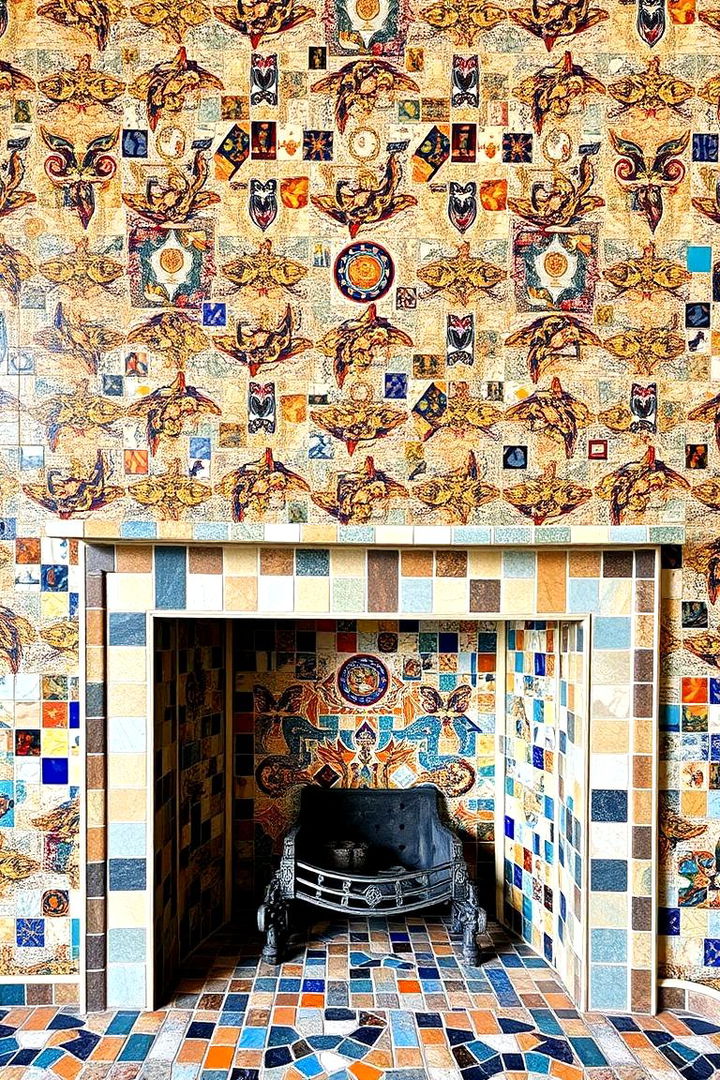Intricate Mosaic Installation - 22 Fireplace Wall Ideas
