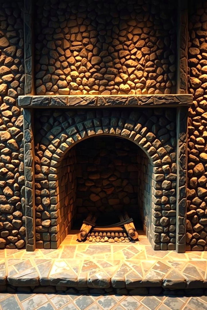 Intricate Mosaic Stone Detail - 22 Stone Fireplace Ideas