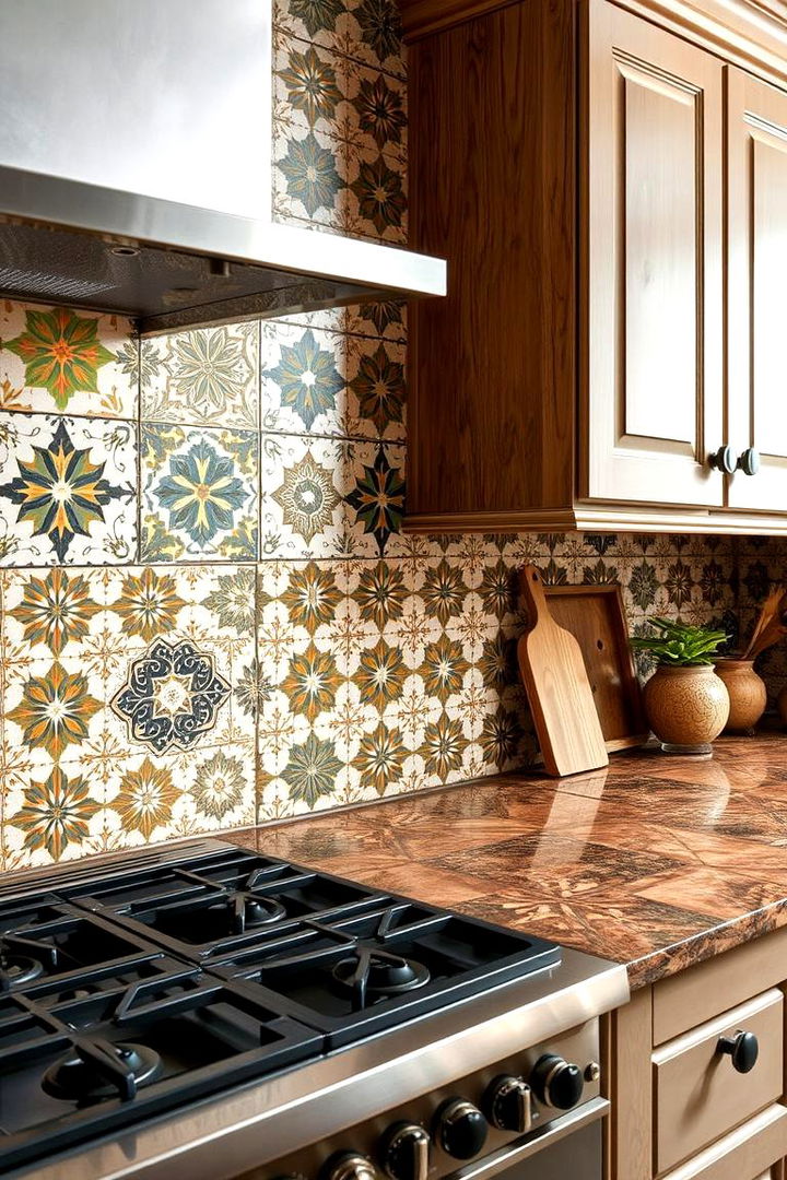 Intricate Patterned Tiles - 22 Rustic Kitchen Ideas