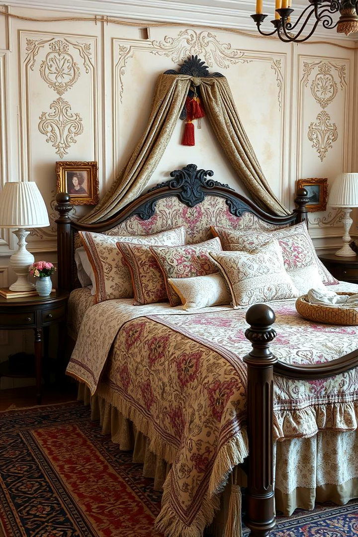 Intricate Patterns Usage - 22 Shabby Chic Bedroom Ideas