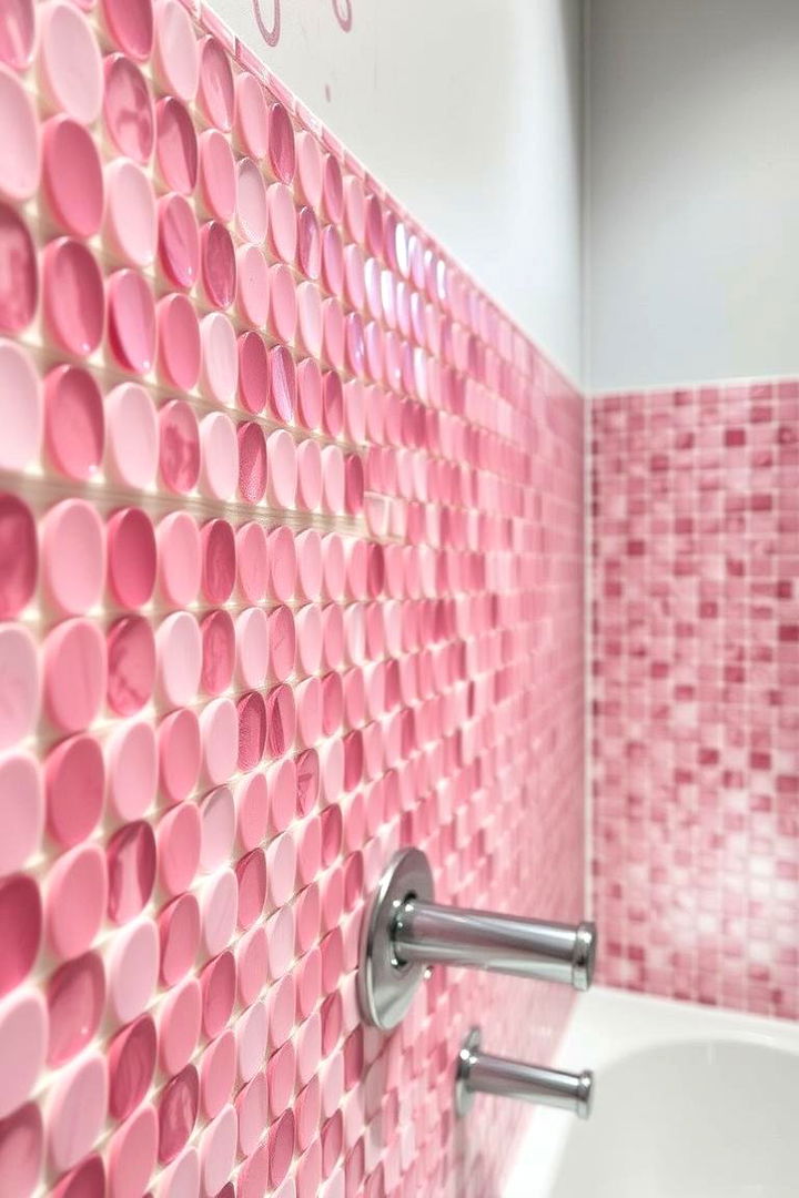 Intricate Pink Mosaic Tiles - 22 Pink Bathroom Ideas