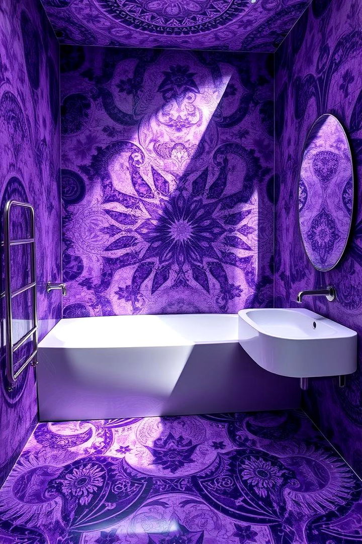 Intricate Purple Mosaic Designs - 22 Purple Bathroom Ideas