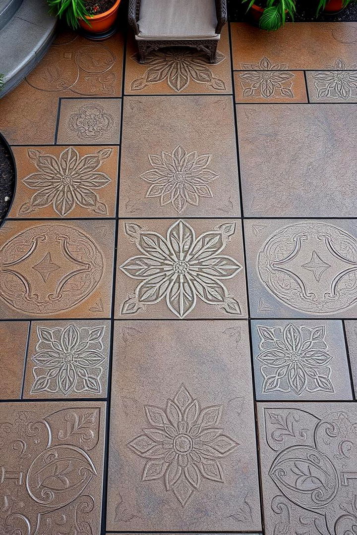 Intricate Relief Designs - 22 Stamped Concrete Patio Ideas