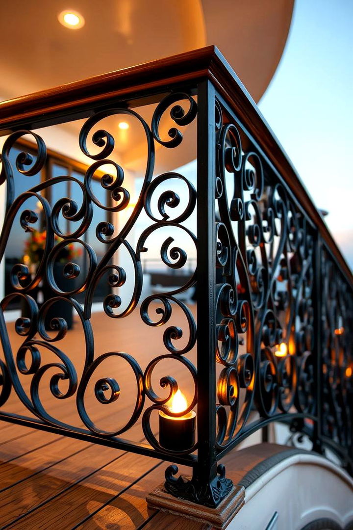 Intricate Scrollwork Patterns - 22 Metal Deck Railing Ideas