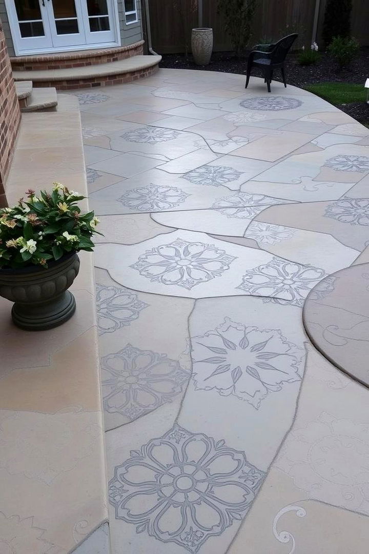 Intricate Stenciling Details - 22 Painted Concrete Patio Ideas