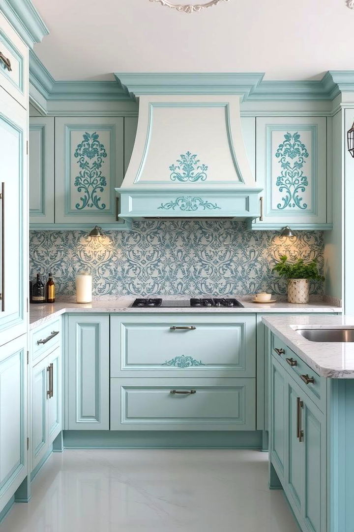 Intricate Teal Detailing - 22 Kitchen With Green Backsplash Ideas