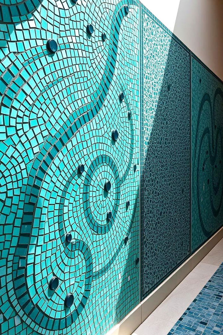 Intricate Teal Mosaic Patterns - 22 Teal Bathroom Ideas