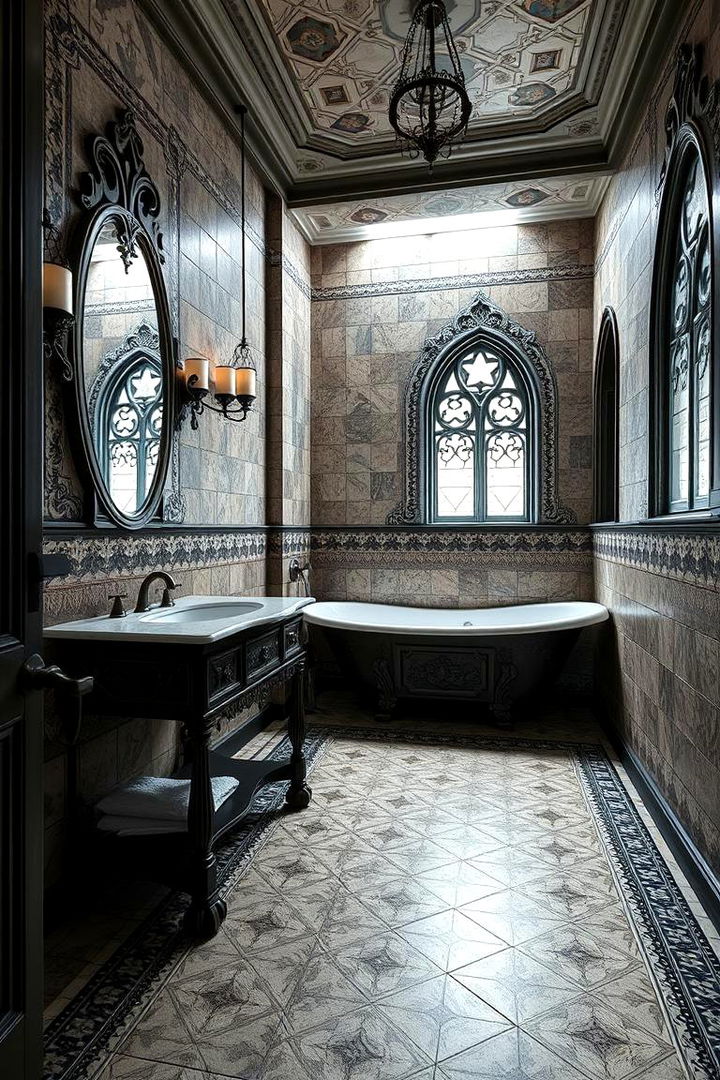 Intricate Tile Work - 22 Gothic Bathroom Ideas