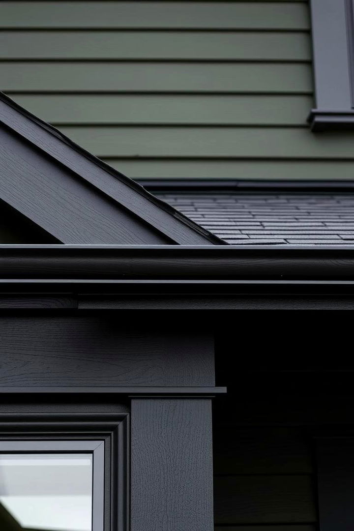 Intricate Trim Detailing - 22 Dark Olive Green House With Black Trim