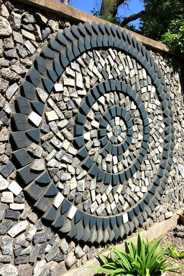 Intricate Tyre Mosaic Art Displays - 22 Recycled Tyre Garden Art Ideas