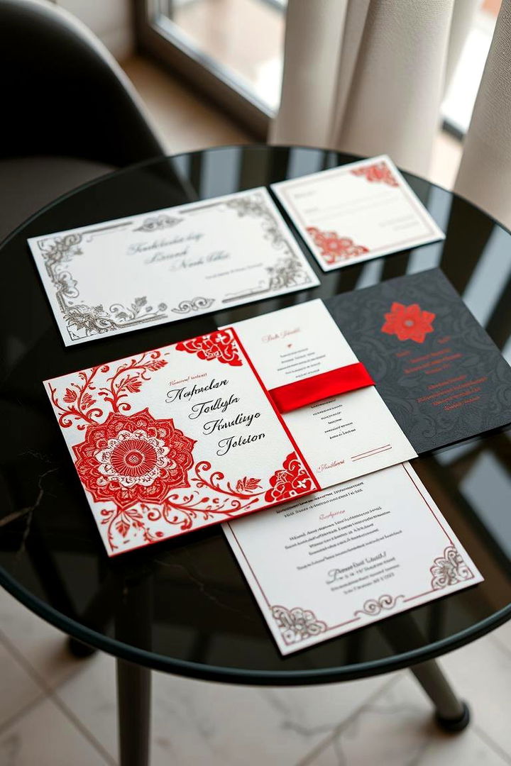 Intricate Wedding Invitations - 22 Red and Black Wedding Ideas