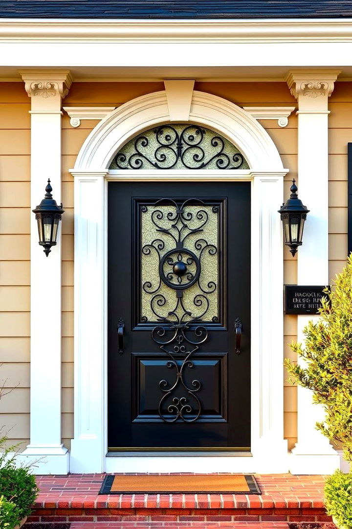 Intricate Wrought Iron Accents - 22 Colonial Front Door Ideas