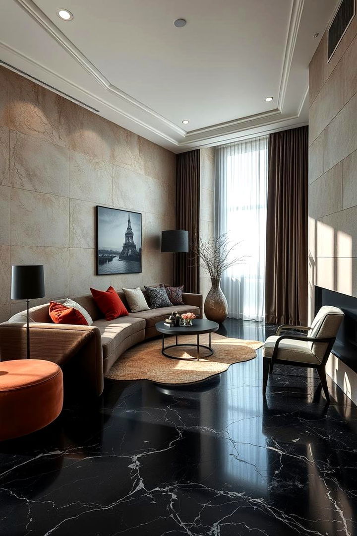 Intriguing Textural Play - 22 Black Floor Living Room Ideas