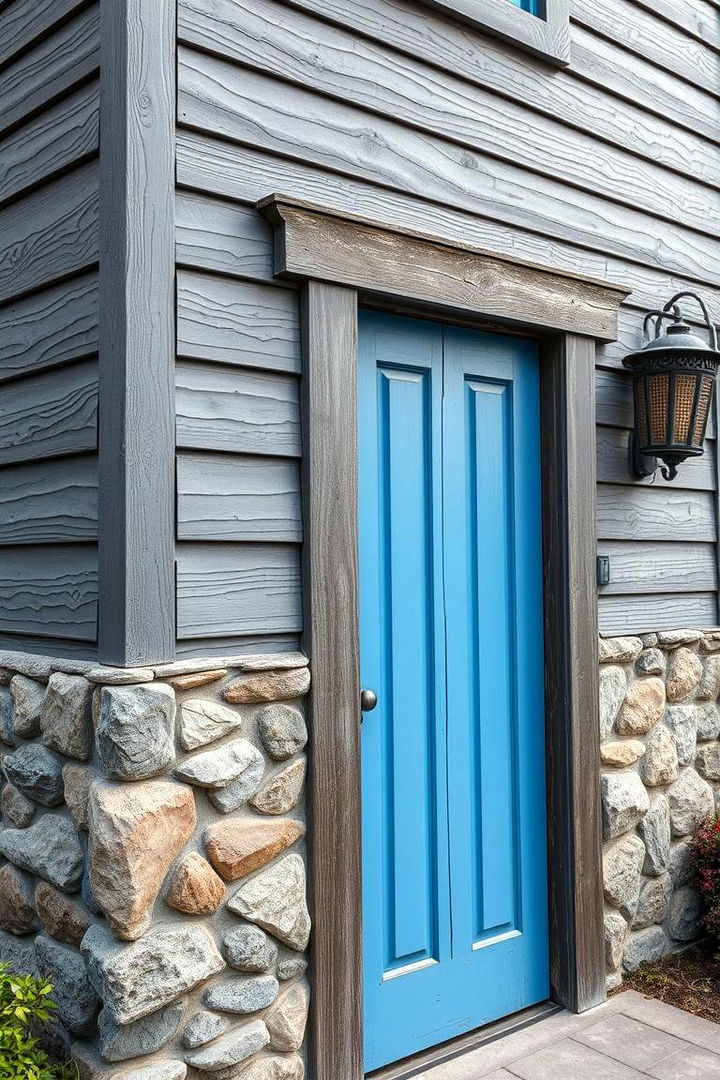 Intriguing Textures - 22 Grey House With Blue Door Ideas