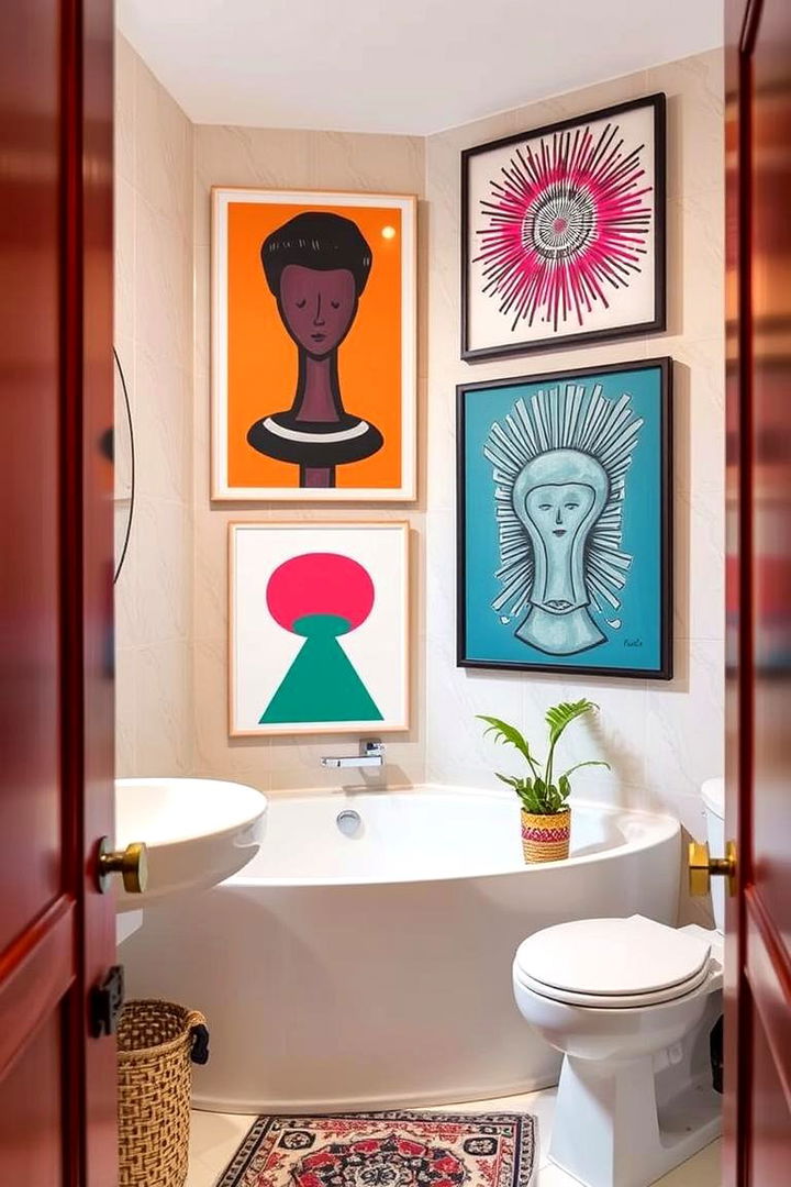 Introducing Vibrant Artwork - 22 Masculine Bathroom Ideas