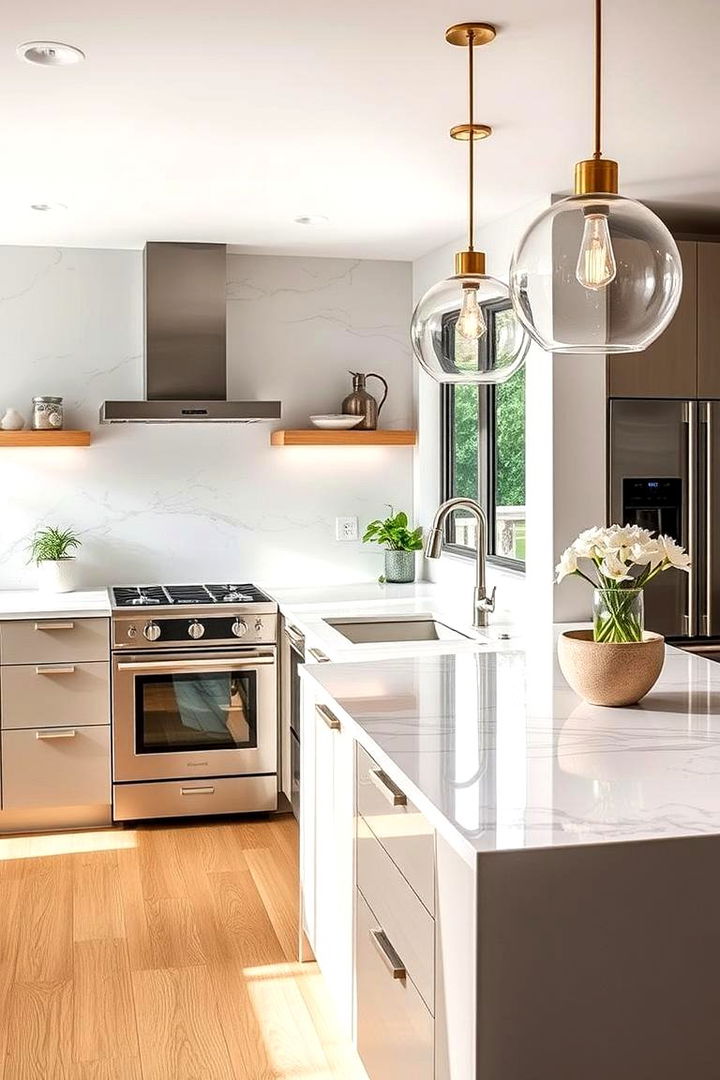 Invigorated Countertop Design - 22 Light Wood Floor Kitchen Ideas