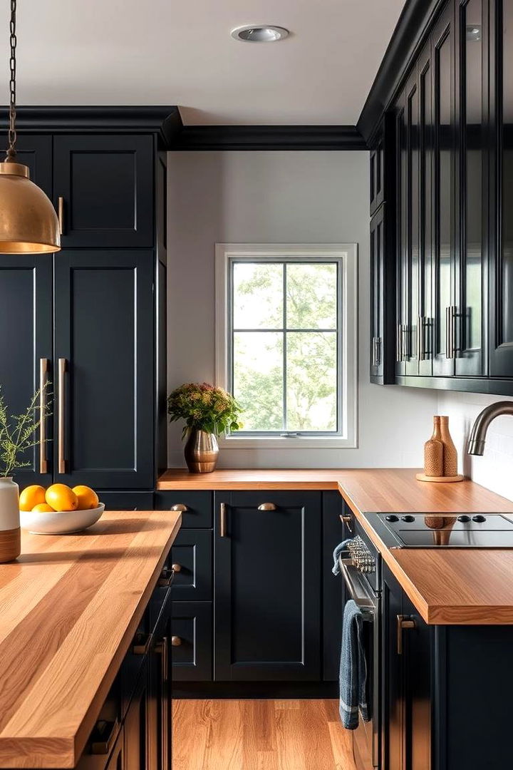 Invigorating Modern Retreat - 22 Kitchen With Black Cabinets And Wood Countertops Ideas