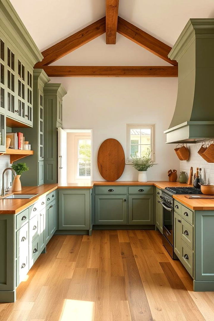 Invigorating Open Kitchen Concepts - 22 Sage Green Kitchen Cabinets With Butcher Block Countertops
