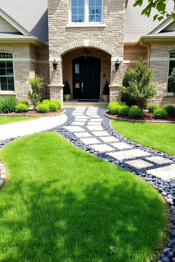 Invigorating a Front Yard Entrance - 22 Black River Rock Landscaping Ideas