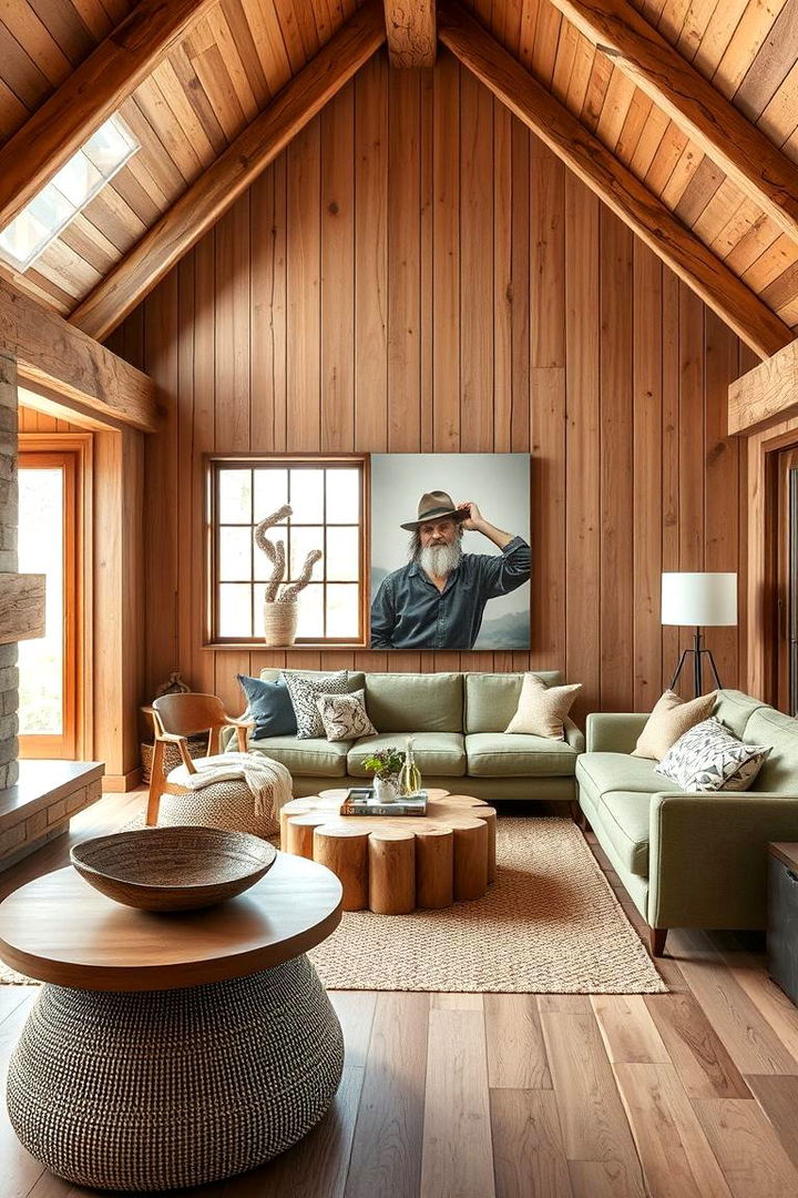 Invigorating with Natural Wood Elements - 22 sage green couch living room ideas