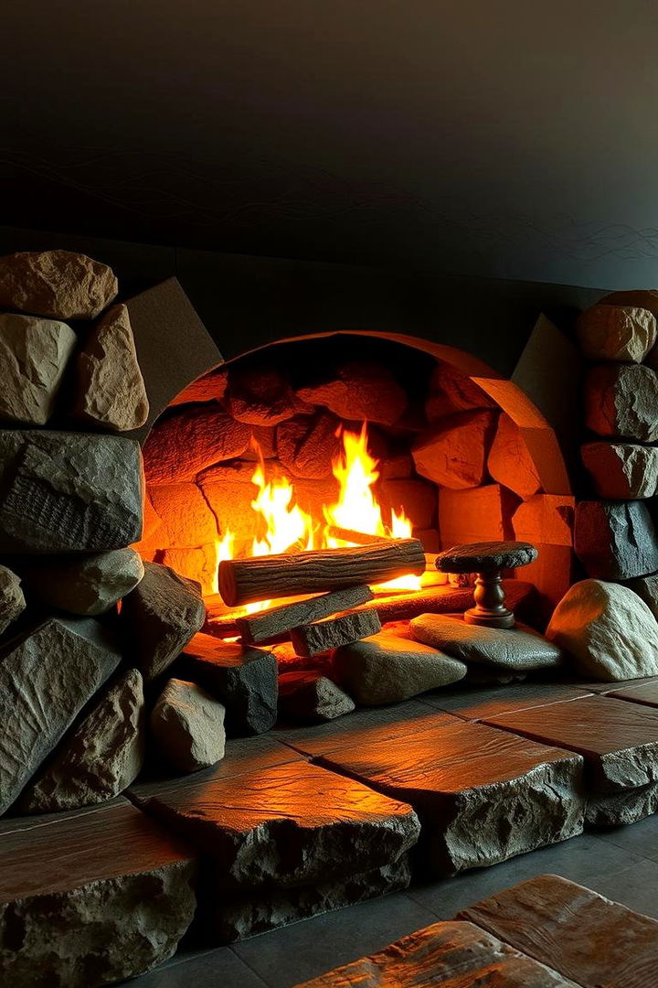 Inviting Ambience with Natural Elements - 22 River Rock Fireplace Ideas