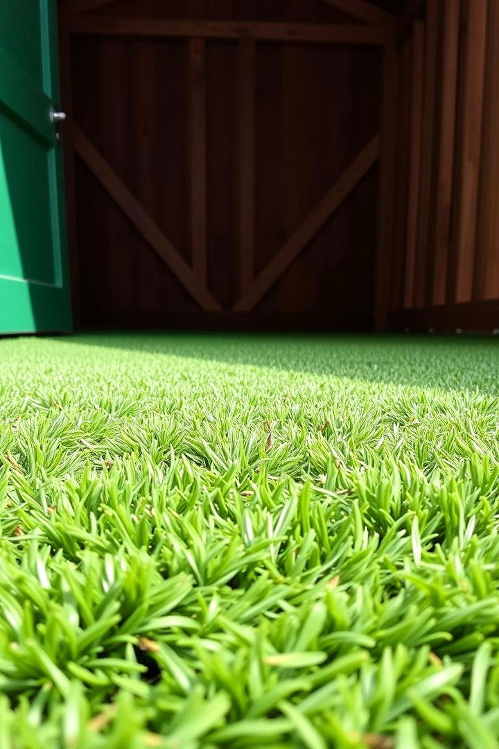 Inviting Artificial Grass Flooring - 22 Shed Floor Ideas