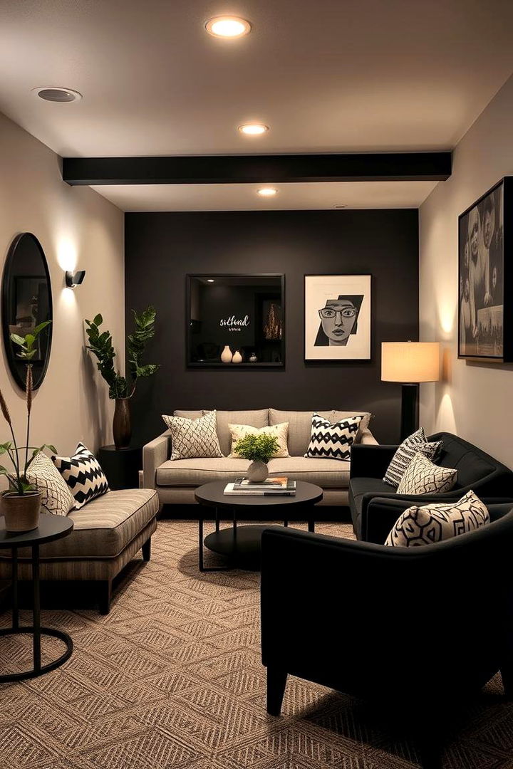 Inviting Black Guest Quarters - 22 black basement ideas