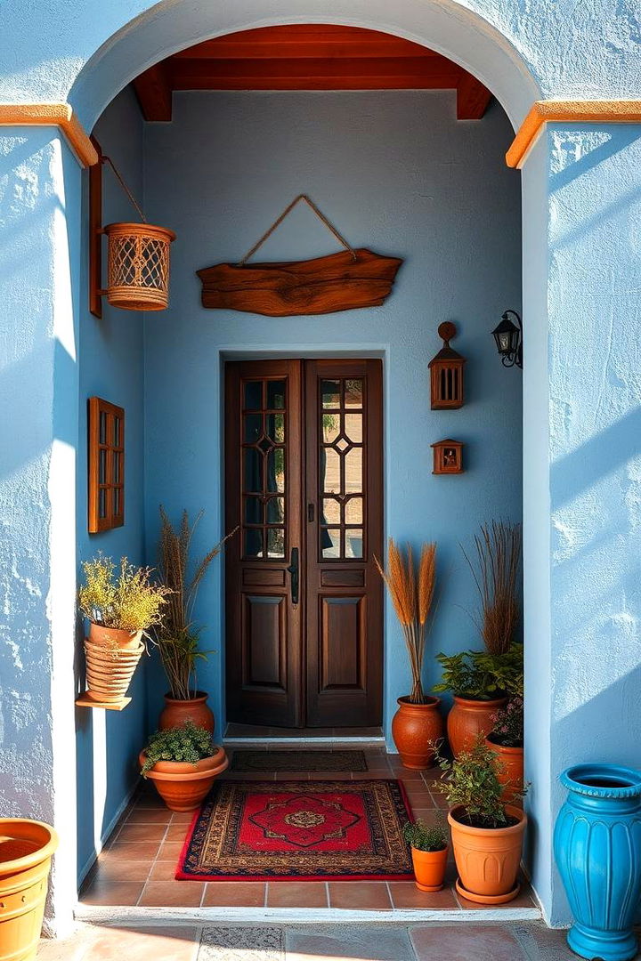 Inviting Blue with Warm Accents - 22 blue exterior house paint ideas