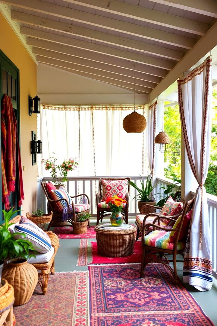 Inviting Bohemian Vibe Porch - 22 Enclosed Porch Ideas