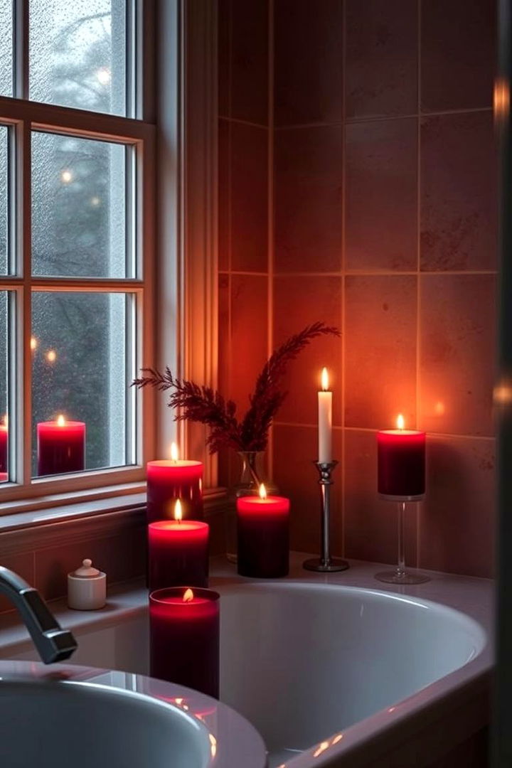 Inviting Burgundy Candlelight Ambiance - 22 Burgundy Bathroom Ideas