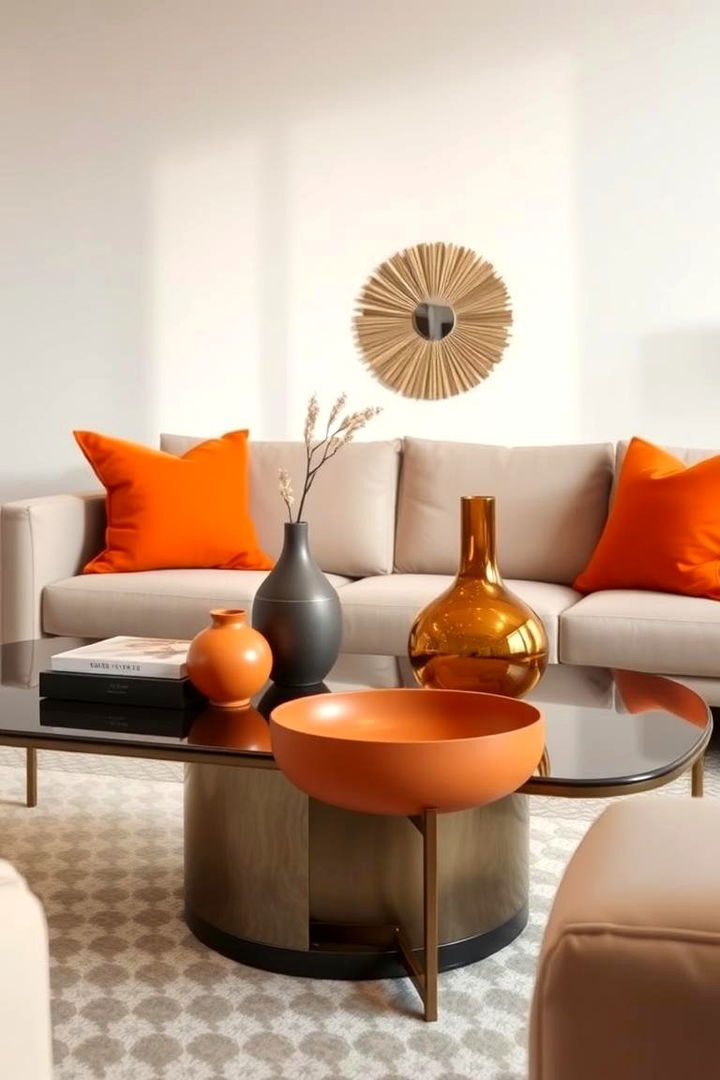 Inviting Burnt Orange Coffee Table Decor - 22 Burnt Orange Living Room Ideas