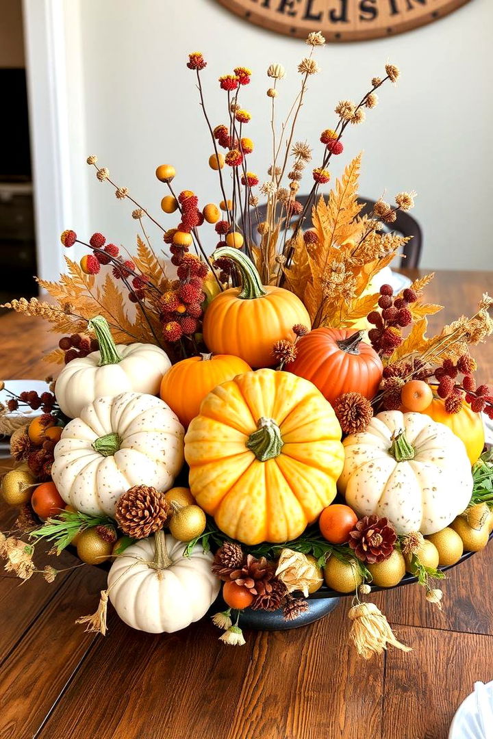 Inviting Centerpieces with Gourds - 22 Friendsgiving Decor Ideas