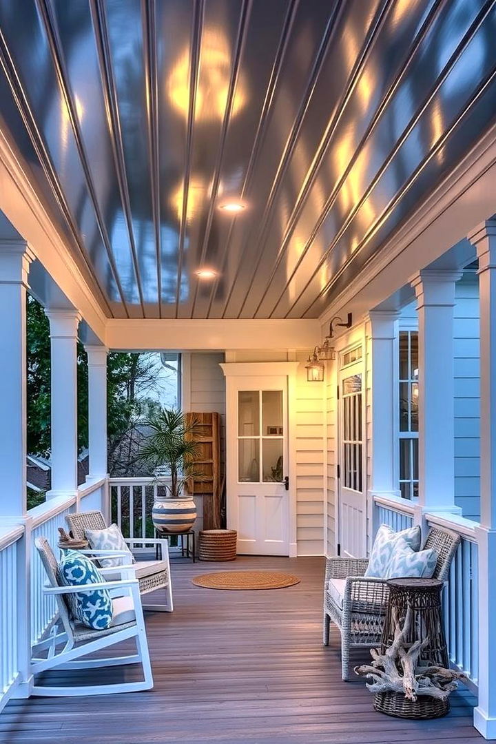 Inviting Coastal Influence - 22 Metal Roof Porch Design Ideas