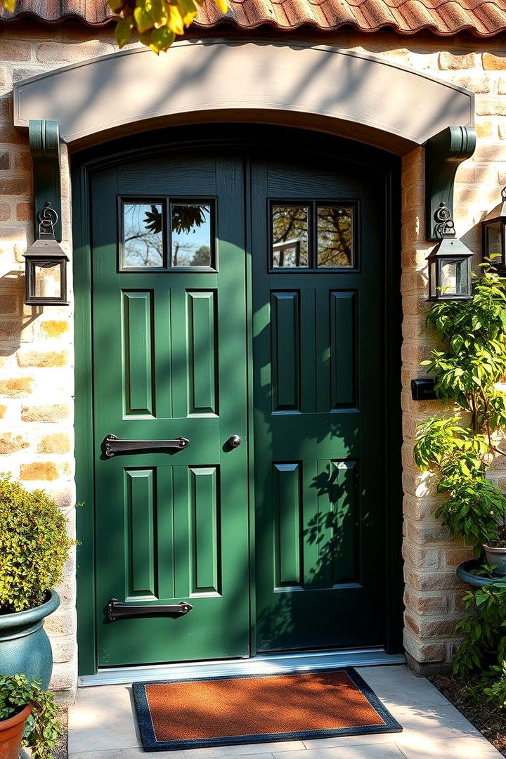 Inviting Cottage Warmth - 22 Dark Green Front Door Ideas