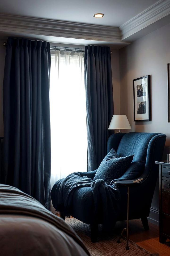 Inviting Cozy Corners for Relaxation - 22 Black and Blue Bedroom Ideas