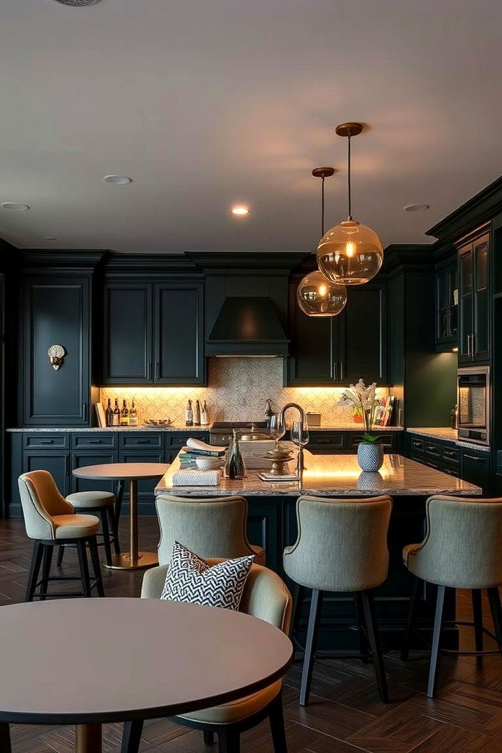 Inviting Dark Green Kitchen Bar - 22 Dark Green Kitchen Ideas