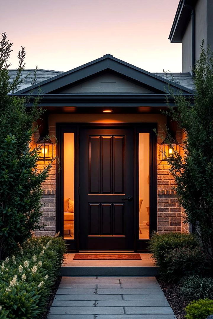 Inviting Entryway Focus - 22 Dark Brown House With Black Trim