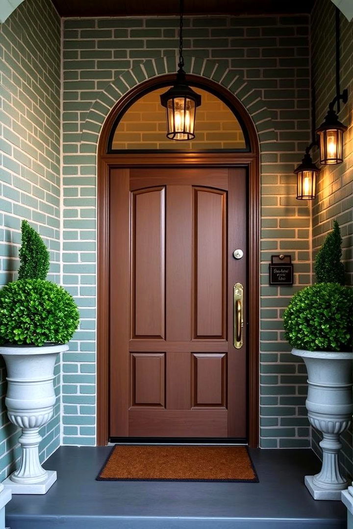 Inviting Entryways - 22 Sage Green Painted Brick House Ideas