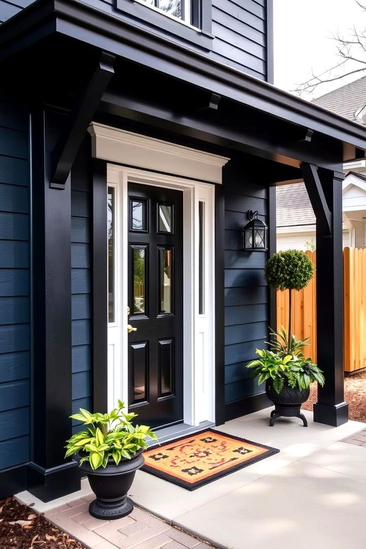 Inviting Entryways and Porches - 22 Dark Blue House With Black Trim
