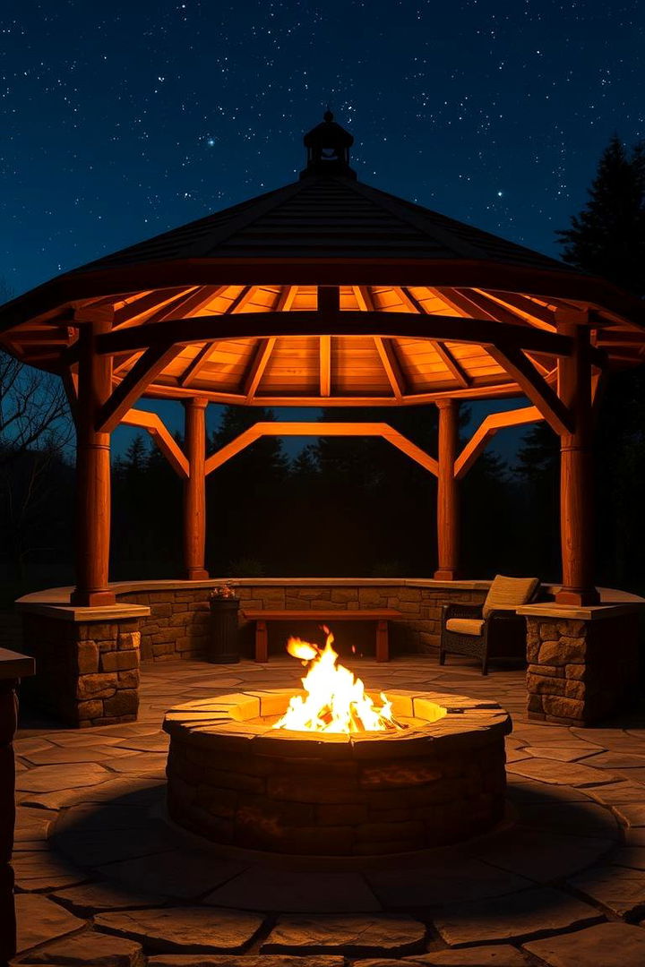 Inviting Fire Pit Glow - 22 Gazebo Lighting Ideas